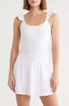 Yogalicious Lux Rosa Ruffle Strap Active Tank In White