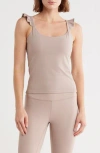 Yogalicious Lux Rosa Ruffle Strap Active Tank In Gray