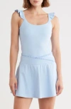 Yogalicious Lux Rosa Ruffle Strap Active Tank In Blue