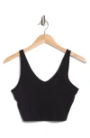Yogalicious Lux Serene Laser Cut Crop Top In Black