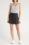 Yogalicious Lux Stripe Double Tee Tennis Dress In Black