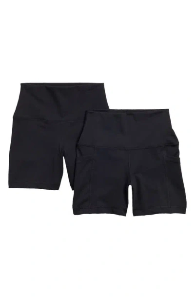 Yogalicious Lux Tribeca 2-piece Bike Shorts Set In Black/ Black
