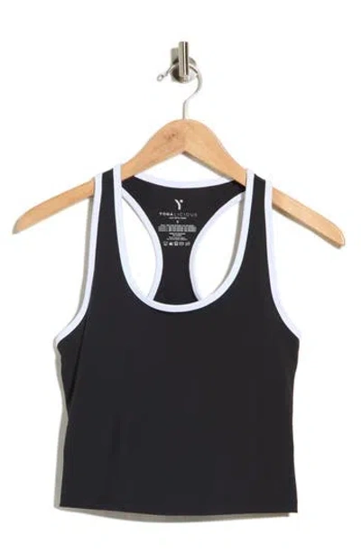Yogalicious Lux Veya Scoop Neck Racerback Tank In Black