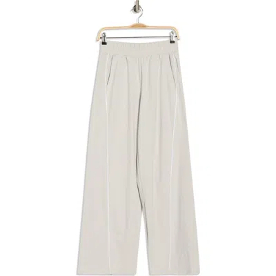 Yogalicious Luxe Contrast Piping Wide Leg Pants In Gray