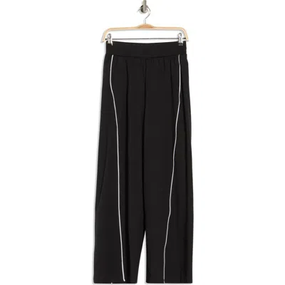 Yogalicious Luxe Contrast Piping Wide Leg Pants In Black