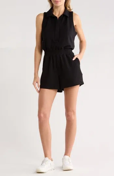 Yogalicious Metro Maven Short Polo Romper In Black
