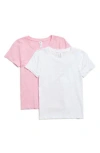 Yogalicious Miranda 2-pack Fitted Crewneck T-shirts In Bonbon/white