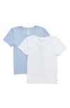 Yogalicious Miranda 2-pack Fitted Crewneck T-shirts In Brunnera Blue/white