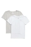 Yogalicious Miranda 2-pack Fitted Crewneck T-shirts In Micro Chip/white