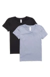 Yogalicious Miranda 2-pack Fitted Crewneck T-shirts In Tempest/black