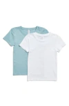 Yogalicious Miranda 2-pack Fitted Crewneck T-shirts In Tourmaline/white