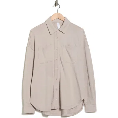 Yogalicious Mirmar Washed Terry Shacket In Gray