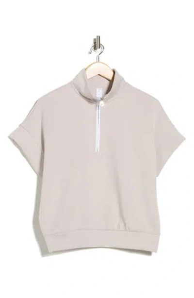 Yogalicious Montclair Short Sleeve Scuba Half Zip Pullover In Neutral