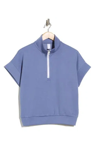 Yogalicious Montclair Short Sleeve Scuba Half Zip Pullover In Purple