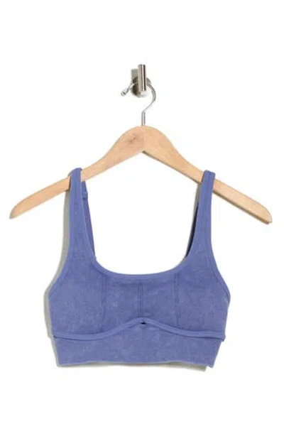 Yogalicious Mystic Stone Washed Ribbed Sports Bra In Blue