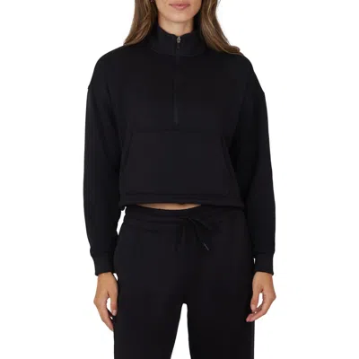 Yogalicious Nadia Scuba Fleece Half Zip Pullover In Black