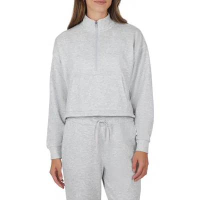 Yogalicious Nadia Scuba Fleece Half Zip Pullover In Heather Grey