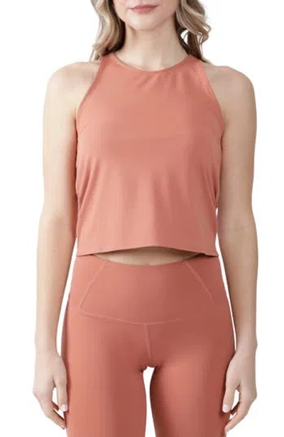 Yogalicious Open Back Sleeveless Top In Cedarwood