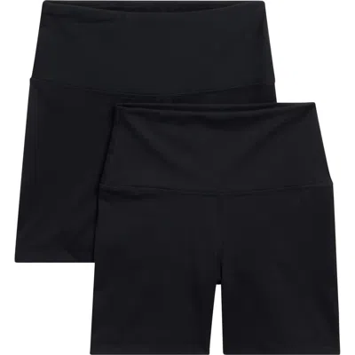 Yogalicious Pack Of 2 Butter Tech Hudson Everyday Bike Shorts In Black
