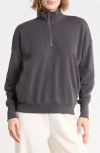 Yogalicious Rib Panel Quarter Zip Terry Pullover In Gray