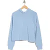 Yogalicious Rise Up French Terry Raw Hem Hoodie In Blue