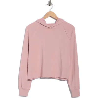 Yogalicious Rise Up French Terry Raw Hem Hoodie In Pink