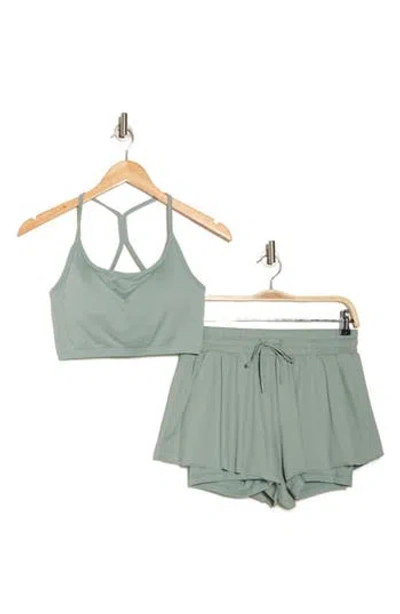 Yogalicious Rosaline Seamless Sports Bra & Skort Set In Green