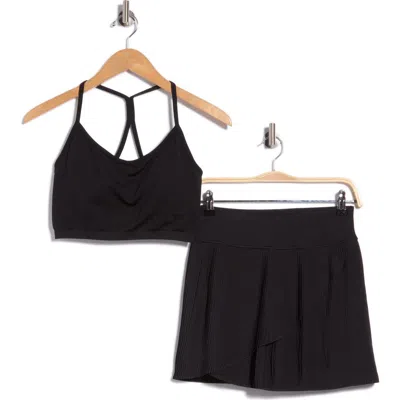 Yogalicious Rosaline Sports Bra & Skort Set In Black
