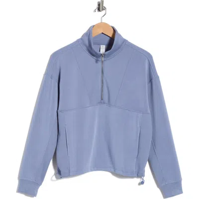 Yogalicious Sandwash Quarter Zip Pullover In Blue