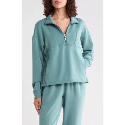 Yogalicious Sandwash Quarter Zip Pullover In Blue