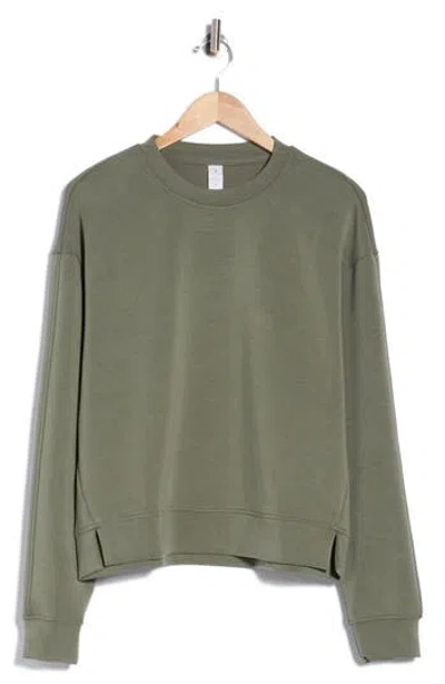 Yogalicious Sandwash Softlite Pintuck Sweatshirt In Mulled Basil