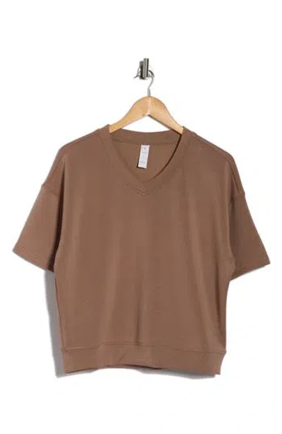 Yogalicious Sandwashed Softlite Short Sleeve Top In Brown