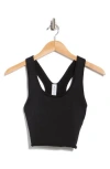 Yogalicious Seamless Hollywood Lettuce Edge Racerback Bralette In Black
