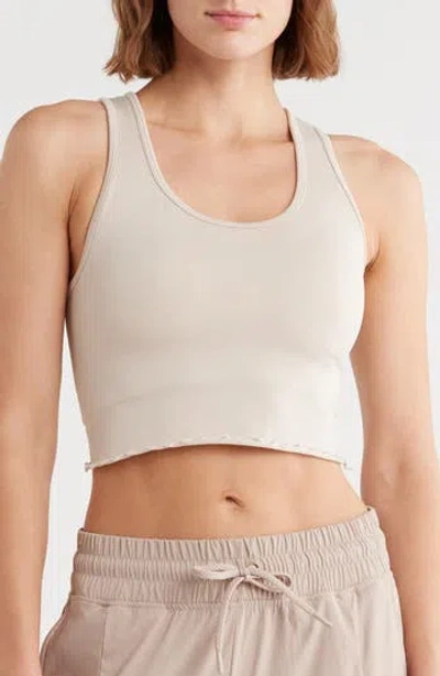 Yogalicious Seamless Hollywood Lettuce Edge Racerback Bralette In Neutral