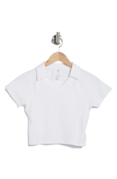 Yogalicious Seaport Johnny Collar Crop Polo In White