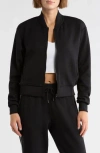Yogalicious Second Avenue Full Zip Scuba Bomber Jacket In Black