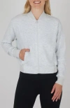 Yogalicious Second Avenue Full Zip Scuba Bomber Jacket In Htr.lt.grey