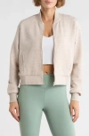 Yogalicious Second Avenue Full Zip Scuba Bomber Jacket In Neutral