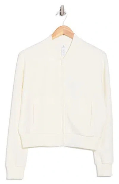 Yogalicious Second Avenue Full Zip Scuba Bomber Jacket In White