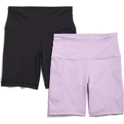Yogalicious Set Of 2 Lux High Waist Bike Shorts In Lilas/black
