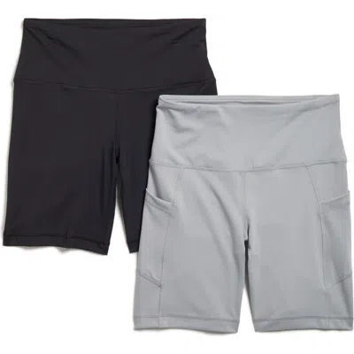 Yogalicious Set Of 2 Lux High Waist Bike Shorts In Weathervane/black
