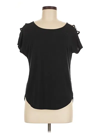 Pre-owned Yogalicious Short Sleeve Top Black Cold Shoulder Neckline Tops