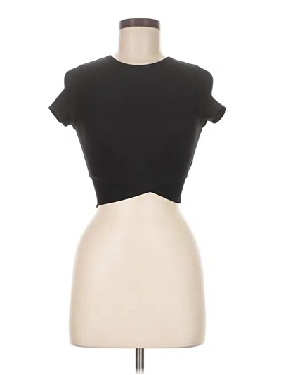Pre-owned Yogalicious Short Sleeve Top Black Keyhole Neckline Tops