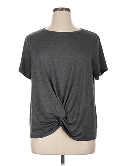 Pre-owned Yogalicious Short Sleeve Top Gray Keyhole Neckline Tops