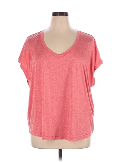 Pre-owned Yogalicious Short Sleeve Top Pink V-neck Tops