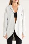 Yogalicious Side Pocket Open Front Fleece Hoodie In White