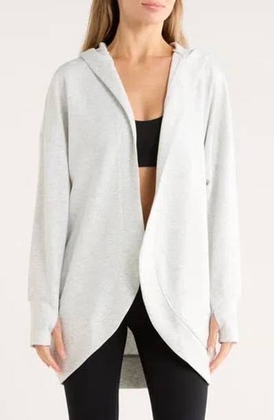Yogalicious Side Pocket Open Front Fleece Hoodie In White