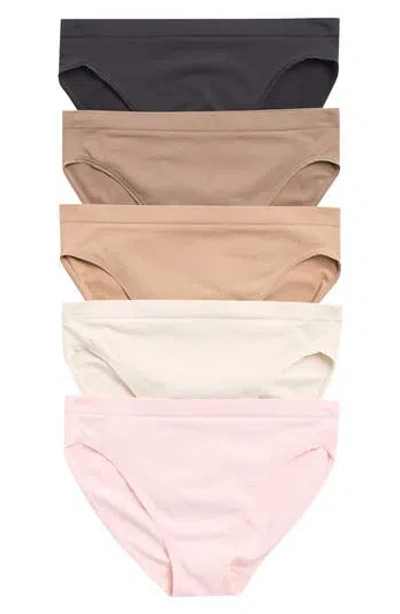 Yogalicious Soft Smoothing Seamless 5-pack Assorted Briefs In Gray