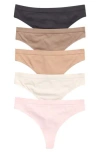 Yogalicious Soft Smoothing Seamless 5-pack Assorted Thongs In Multi