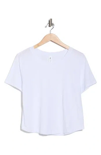 Yogalicious Stone Washed Pima Cotton Crop T-shirt In White